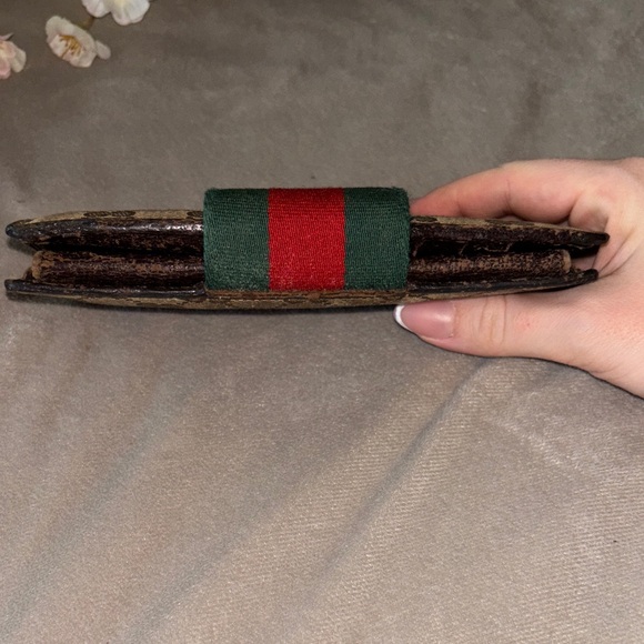 gucci brown monogram fold wallet with sherry line - Picture 12 of 14